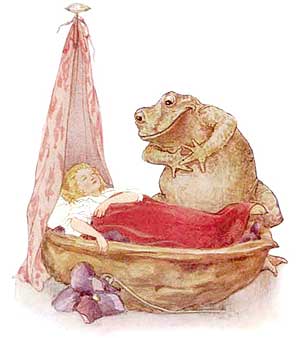 Ilustraţie cu Degeţica şi broasca