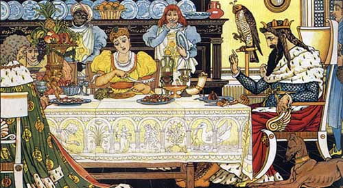 Ilustraţie cu familia prinţesei la masă